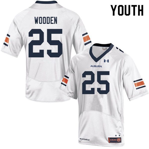 Youth Auburn Tigers #25 Colby Wooden White 2019 College Stitched Football Jersey